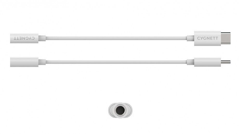 Essentials 3.5mm Headphones to USBC Connection Audio Adapter White