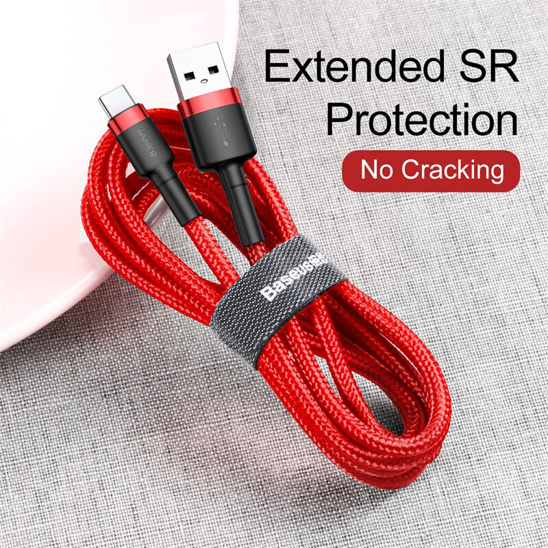Phone Cable Baseus cafule Fast Charging USB to Type-C USB for Samsung 3A 0.5M Red