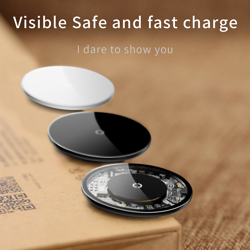 Wireless Phone Fast Charger Baseus Simple Transparent Black For Universal Phones