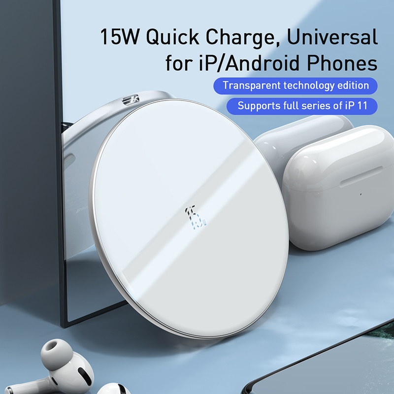 Wireless Phone Charger Baseus Simple 15W Charger White For iPhone13 12 Samsung