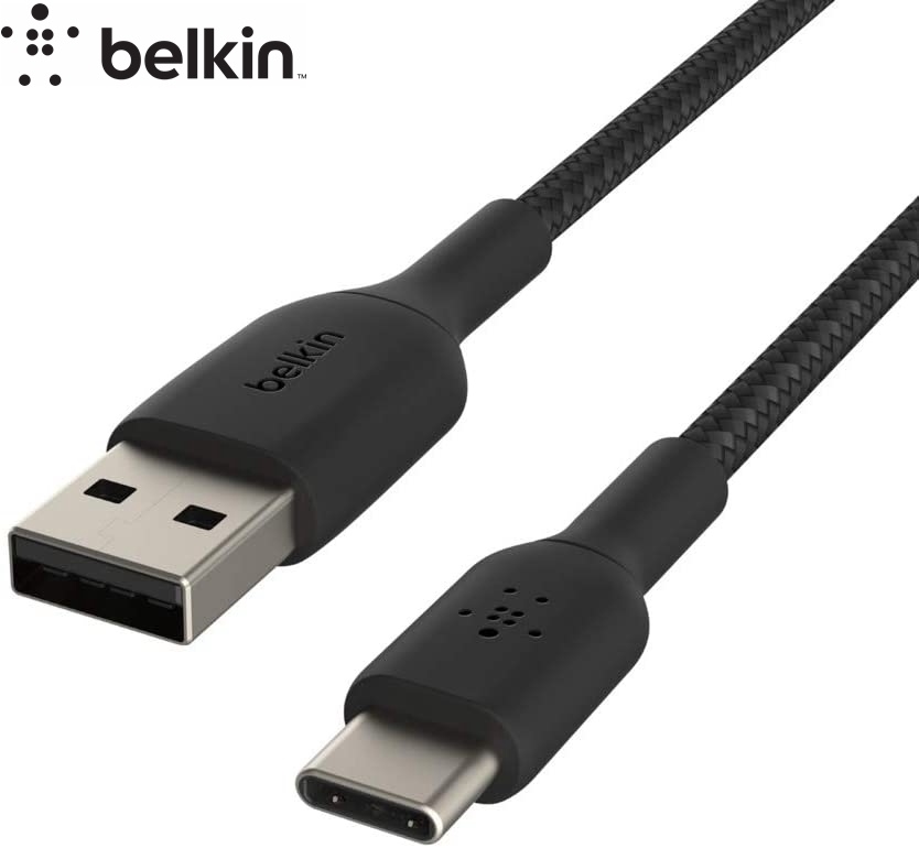 Belkin USB-C Cable Braided USB to USB-C Cable for Samsung Google 3M Black