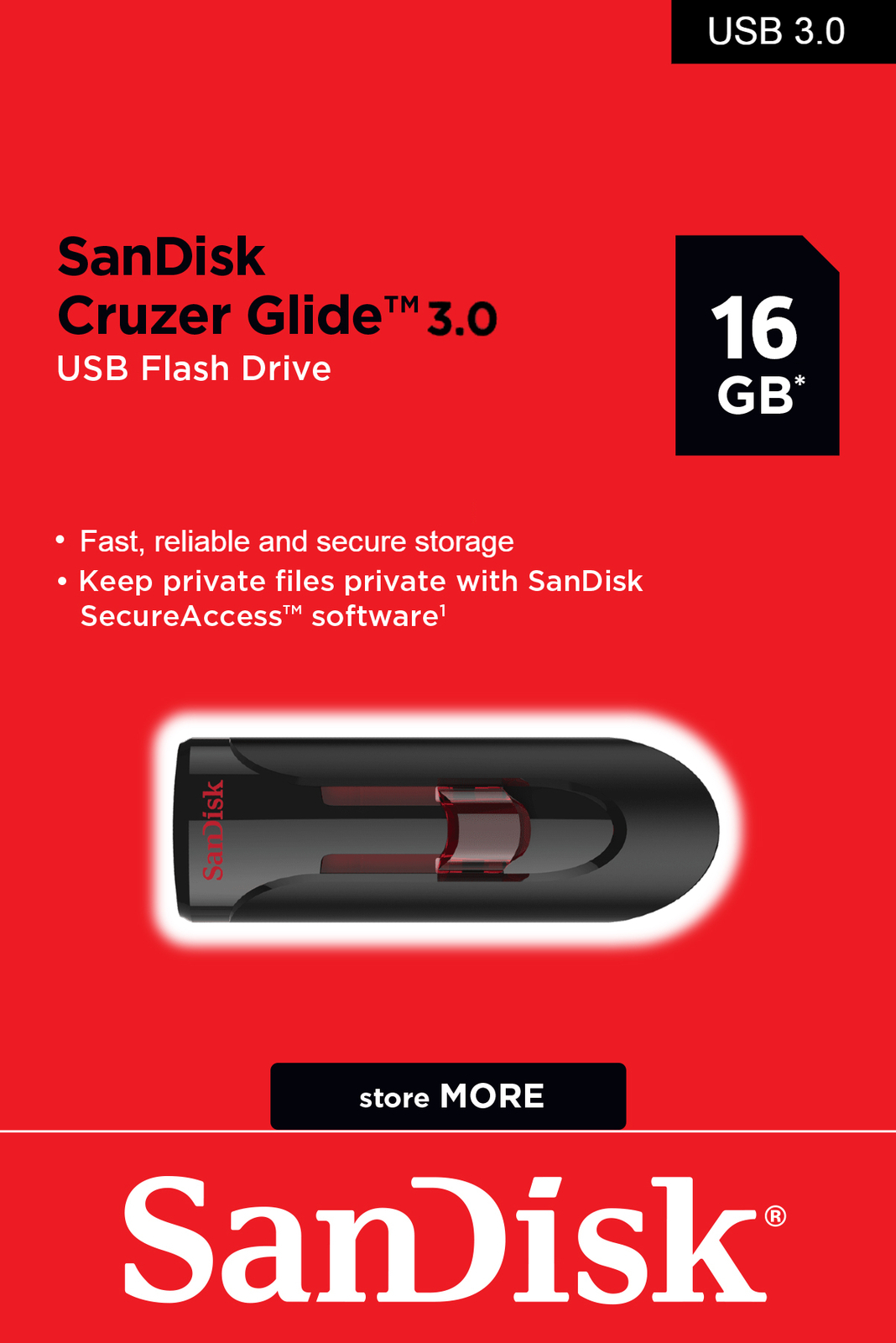 USB SanDisk Cruzer Glide 3.0 Flash Drive Memory CZ600-016G