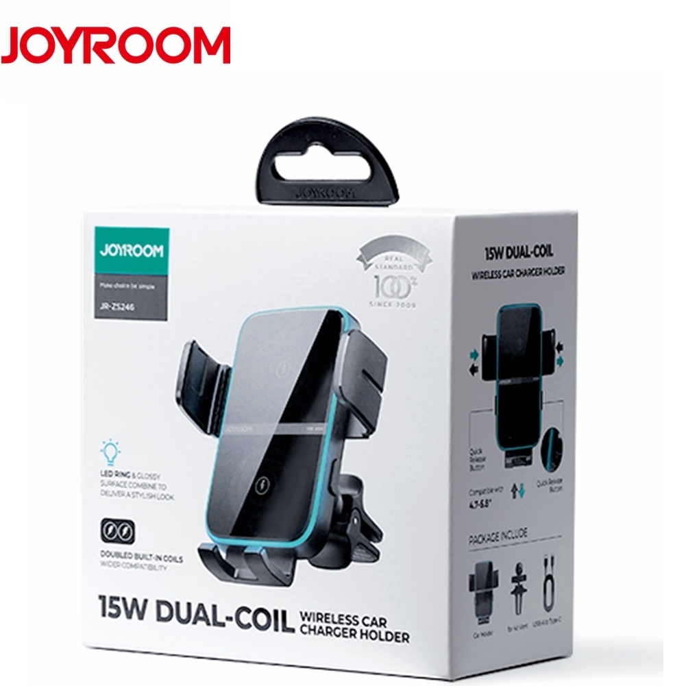 Wireless Car Charger Holder Joyroom Dual-Coil 15W Fast Charging Air Vent Mount