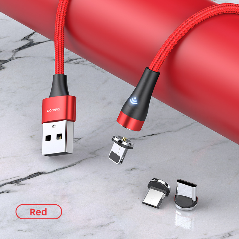 360 Magnetic Phone Charger Joyroom with Soft Lighting for iPad iPhone 12 11 XS 8 7 - Red