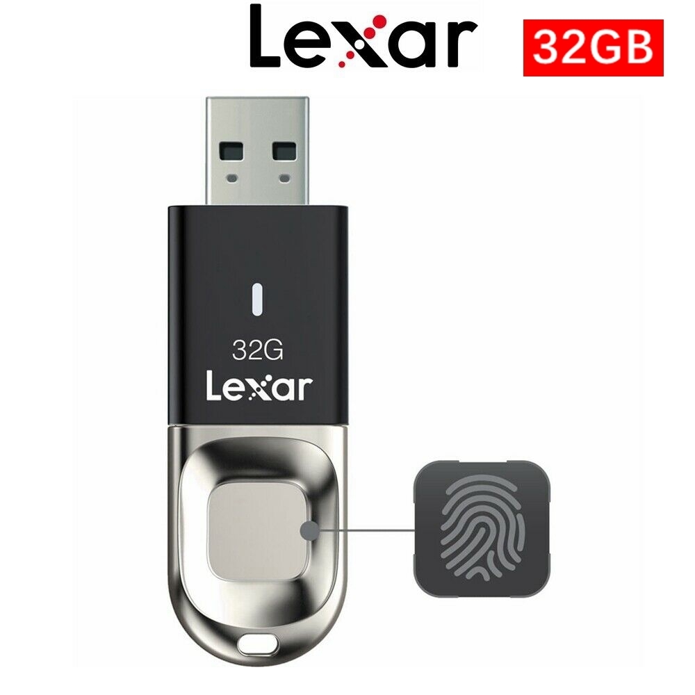 USB 3.0 Lexar 32GB JumpDrive F35 Finger Print Flash Drive 150MB/s LJDF35-32BBK