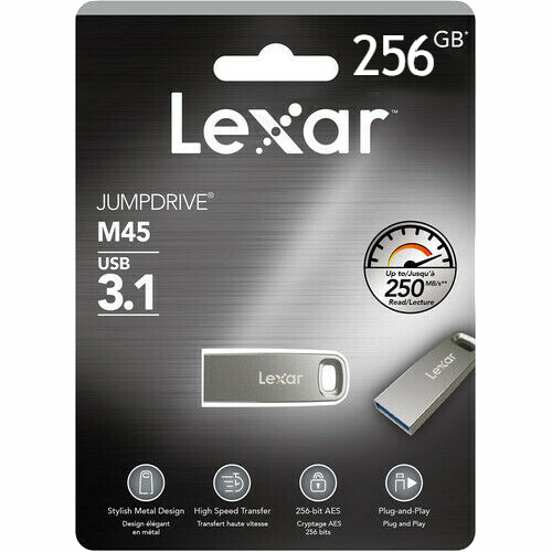 Lexar USB 3.1 256GB Flash Drive JumpDrive M45 Memory Stick (250MB/s) LJDM45-256ABSL