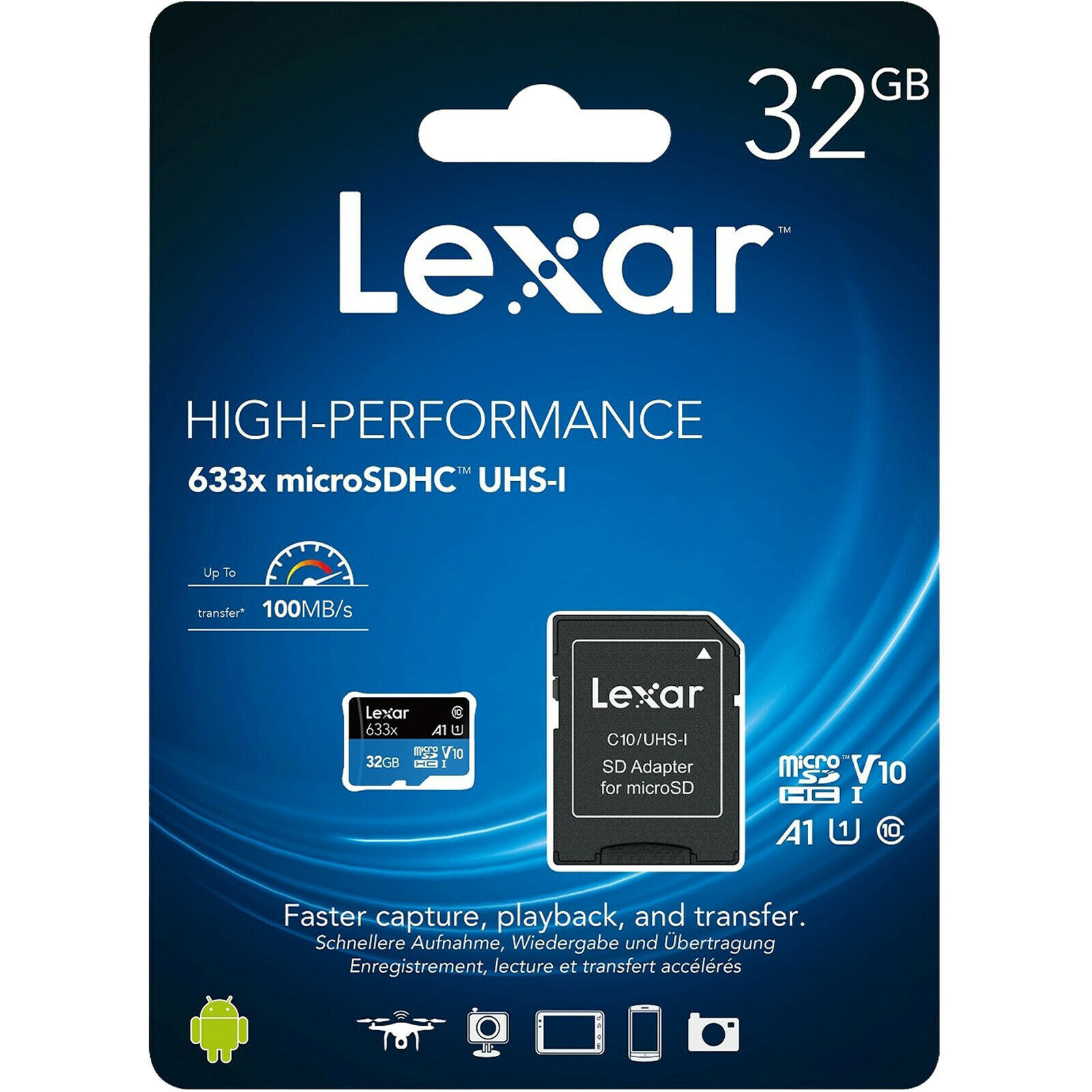 Lexar 32GB Micro SD Card SDHC UHS-I High Performance 633x 100MB/s U1 4K  Mobile