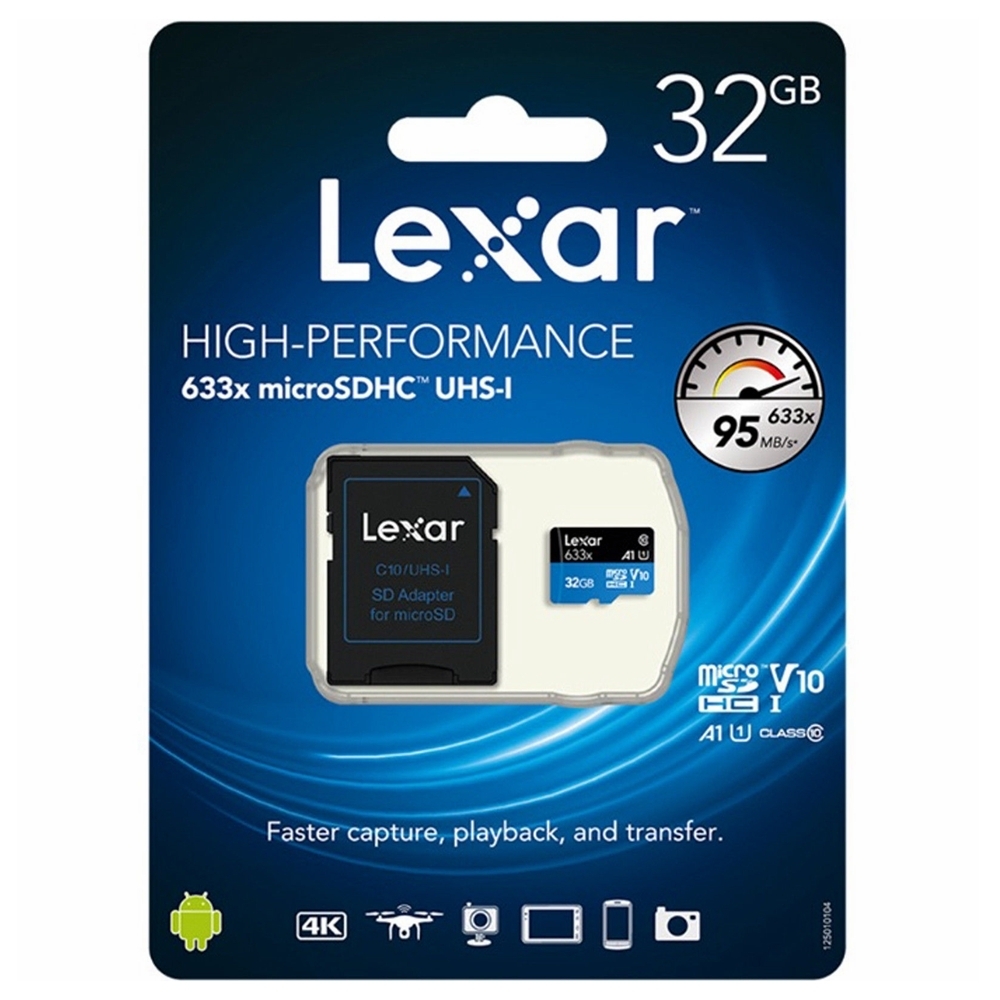 Lexar 32GB Micro SD Card SDHC UHS-I High Performance 633x 95MB/s U1 4K Mobile Phone TF Memory Card
