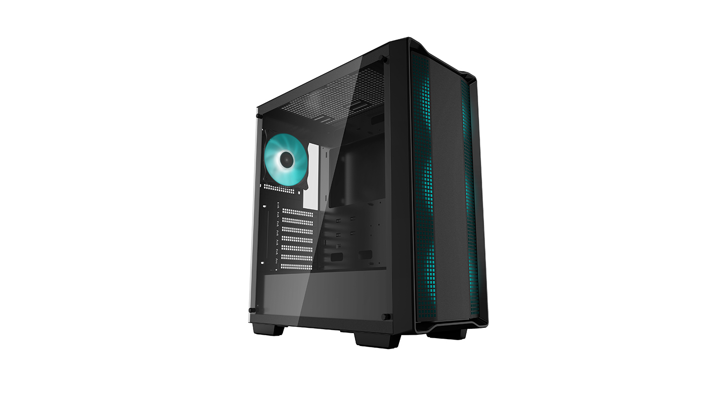 DeepCool CC560 Black Mid-Tower Computer Case, Tempered Glass Window, 4x Pre-Installed LED Fans, Top Mesh Panel, Support Up To 6x120mm or 4x140mm AIO