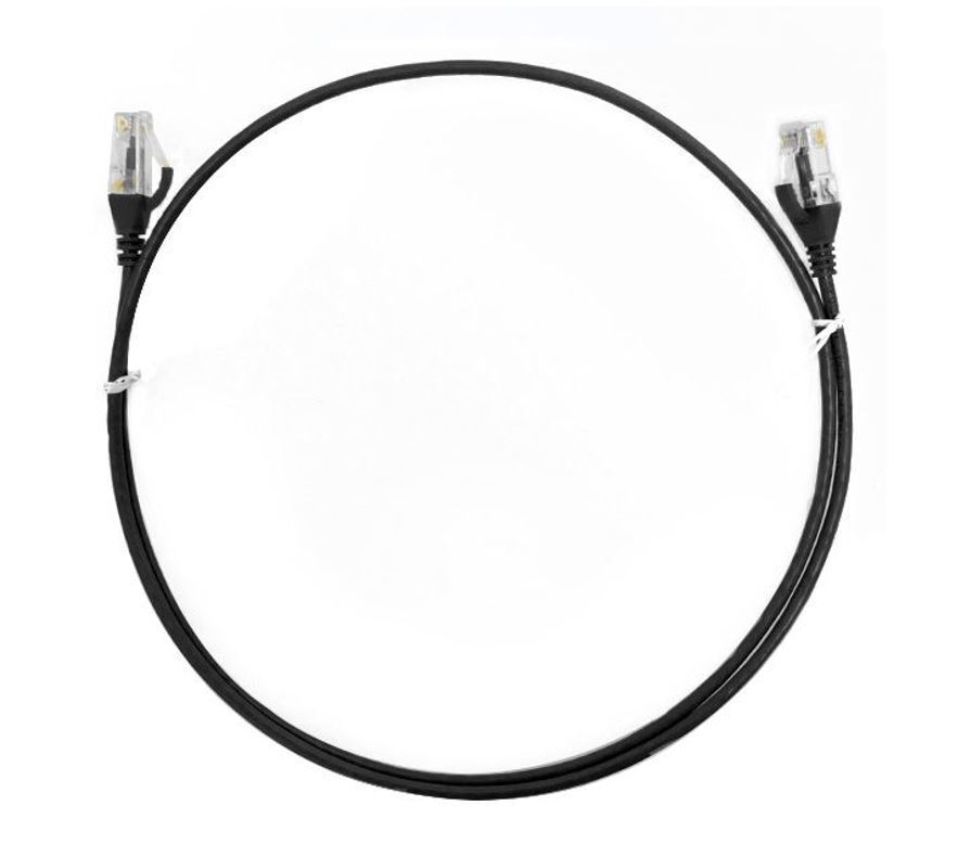 8ware CAT6 Ultra Thin Slim Cable 2m / 200cm - Black Color Premium RJ45 Ethernet Network LAN UTP Patch Cord 26AWG for Data