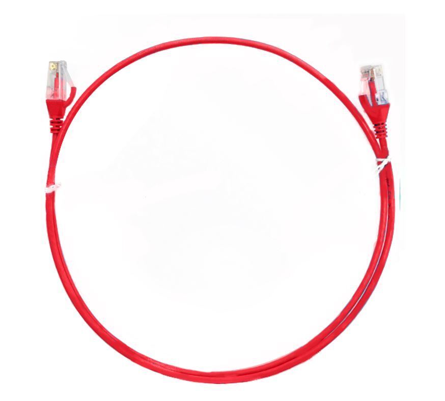 8ware CAT6 Ultra Thin Slim Cable 2m / 200cm - Red Color Premium RJ45 Ethernet Network LAN UTP Patch Cord 26AWG for Data