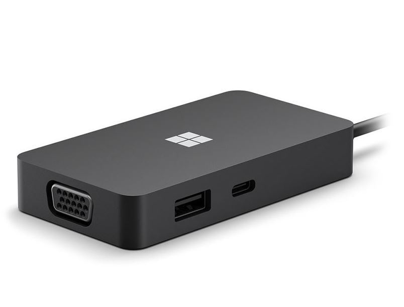 Microsoft USB-C Travel Hub Black, USB-C and USB-A, 1 x GB Ethernet, 1 x HDMI 2.0 4K, 1 x VGA Port.