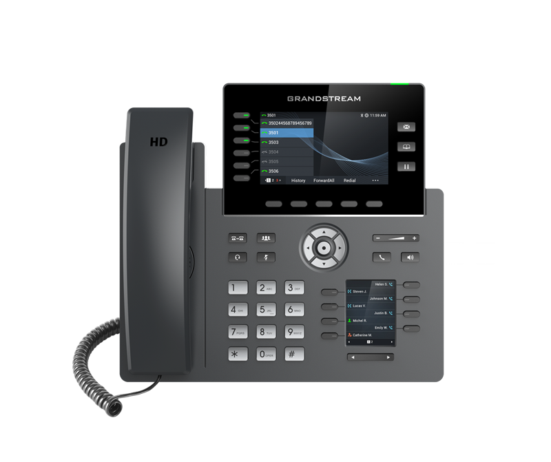 Grandstream GRP2616 6 Line IP Phone, 6 SIP Accounts, 480x272 Colour Screen, HD Audio, Integrated Bluetooth+WiFi, Powerable Via POE