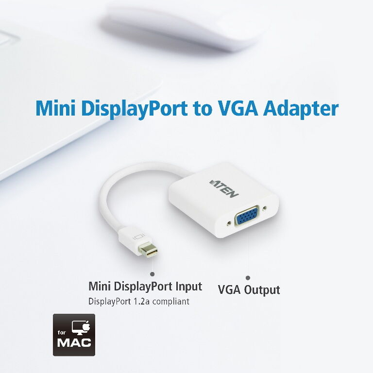 Aten Mini DisplayPort to VGA Adapter , Supports VGA, SVGA, XGA, SXGA