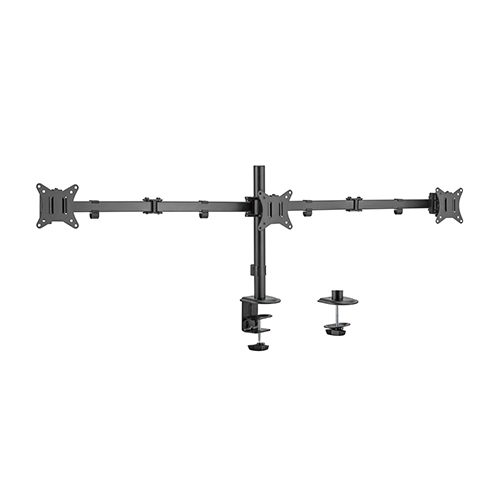 Brateck Triple-Monitor Steel Articulating Monitor Mount Fit Most 17'-27' Monitor Up to 9KG VESA 75x75,100x100(Black)