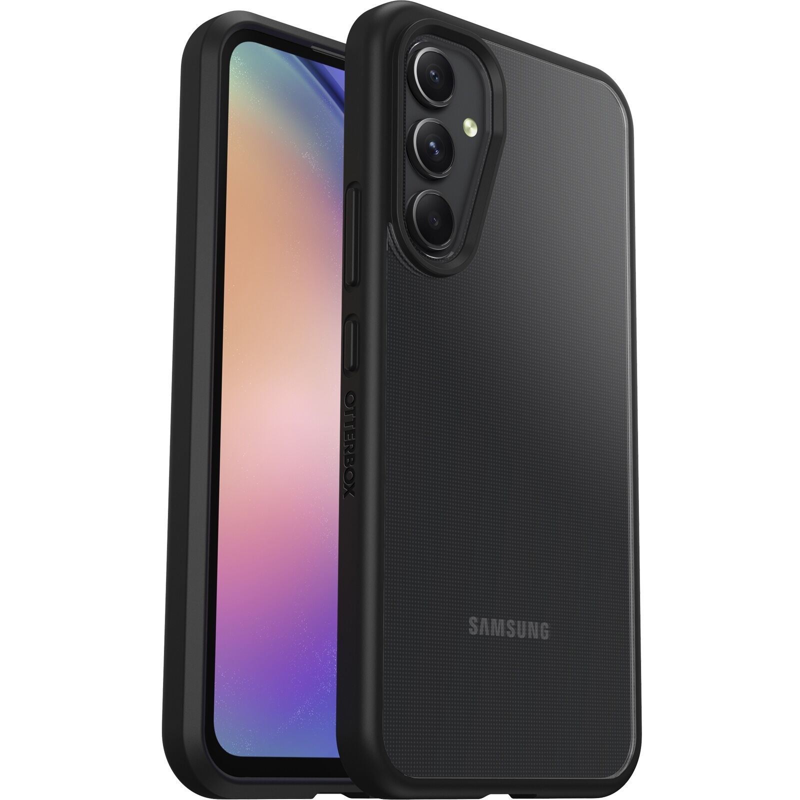 OtterBox React Samsung Galaxy A54 5G (6.4') Case Black Crystal (Clear/Black) - (77-91580),DROP+ Tested,Raised Screen Bumpers,Hard Case with Soft Edge