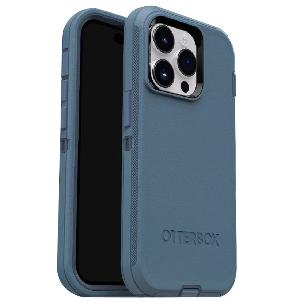OtterBox Defender Apple iPhone 15 Pro (6.1") Case Baby Blue Jeans (Blue) - (77-94043), DROP+ 4X Military Standard, Multi-Layer, Included Holster