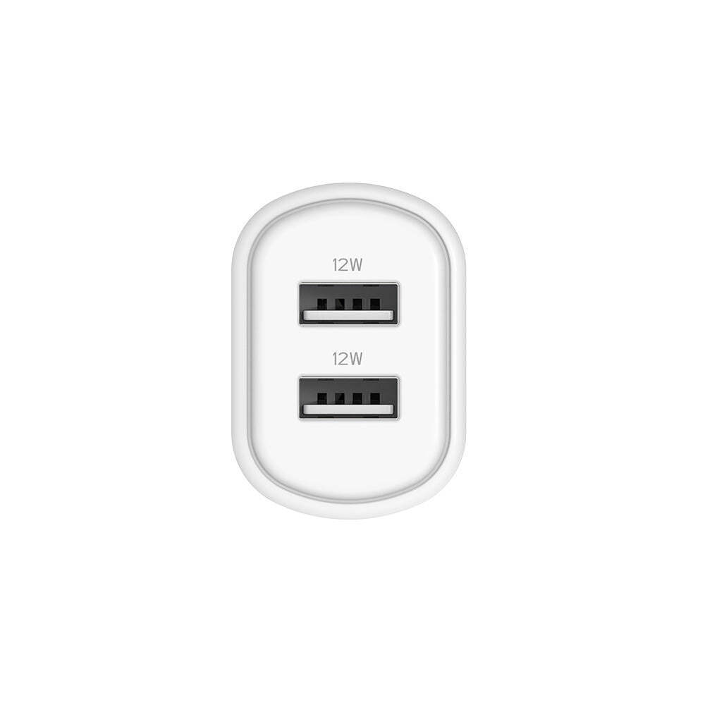 Cygnett PowerPlus 24W Dual Port (2x USB-A 12W) Wall Charger - White (CY3671PDWLCH), Small, Lightweight & Compact Design, Travel Ready,Charge 2 Devices
