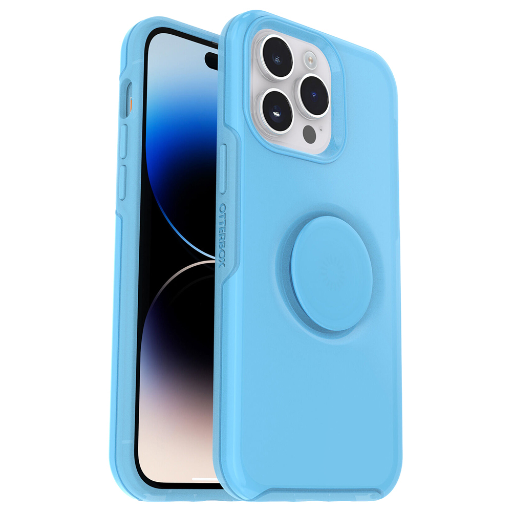 OtterBox Otter + Pop Symmetry Apple iPhone 14 Pro Case You Cyan This? (Blue) - (77-88802), Antimicrobial, DROP+ 3X Military Standard,Swappable PopGrip