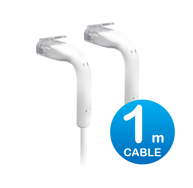 UniFi Patch Cable 1m White, Both End Bendable to 90 Degree, RJ45 Ethernet Cable, Cat6, Ultra-Thin 3mm Diameter U-Cable-Patch-1M-RJ45