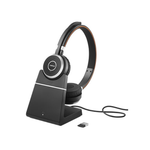 Jabra Evolve 65 SE MS Stereo Bluetooth Business Headset, Includes Charging Stand & Link380a Dongle, 2ys Warranty