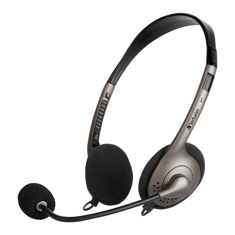 Verbatim Multimedia Headset with Boom Mic Headphone, Volume Control