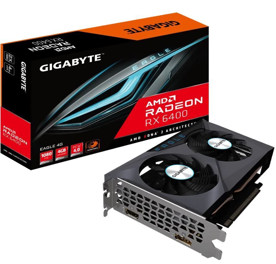 Gigabyte AMD Radeon RX 6400 EAGLE 4G Video Card GDDR6,PCI-E 4.0,DisplayPort 1.4 x1 HDMI 2.1 x1