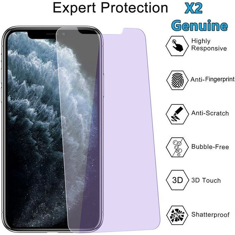 2x Screen Protector Nuglas Anti Blue UV Tempered Glass For IPhone 11 & IPhone XR
