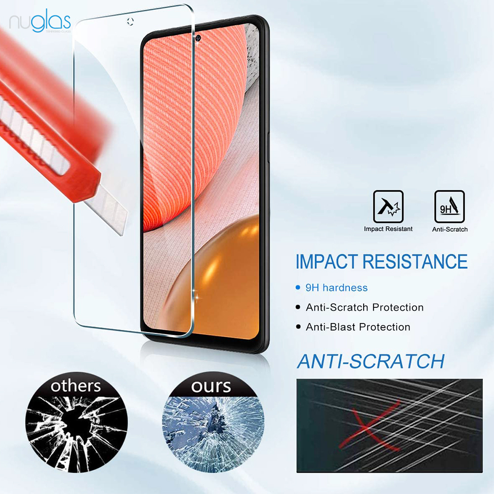 Screen Protector Nuglas Flat Clear Tempered Glass Full Cover For Samsung A72