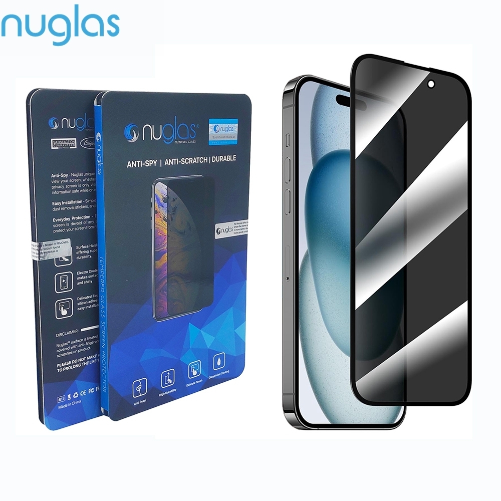 Screen Protector Nuglas Privacy Full Cover 3D Tempered Glass For iPhone 15 Pro
