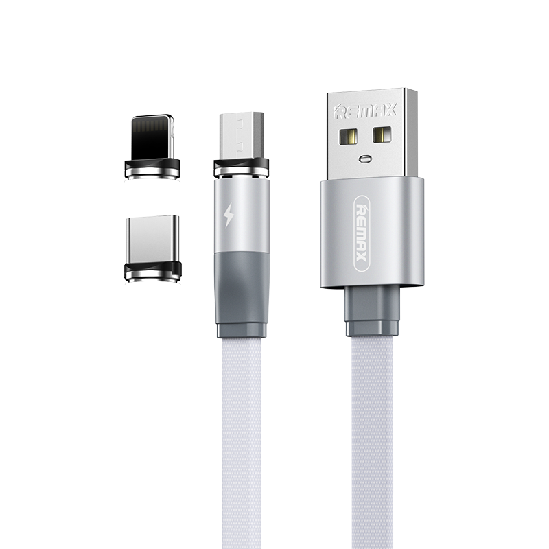3 in 1 Magnetic Charging Cable Remax Android Micro Type C Lightning Silver