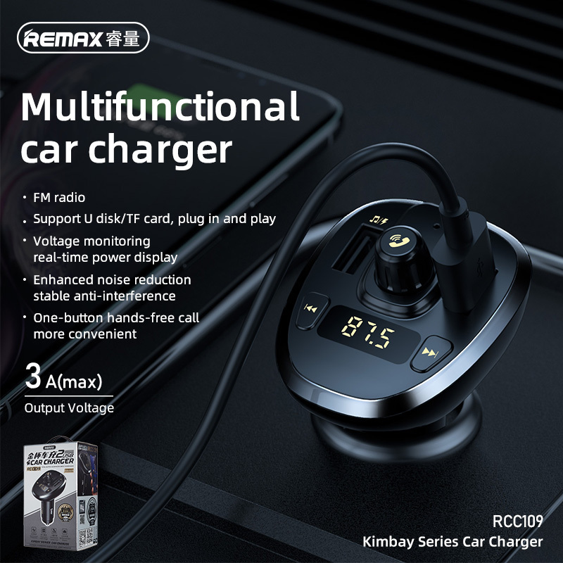 Car Charger REMAX MutiFuntional Kimbay Series 15W RCC109 Support U Disk TF Card
