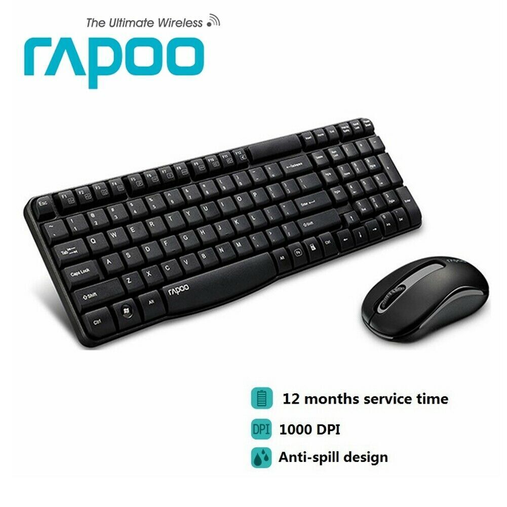 Wireless Keyboard and Mouse Rapoo X1800S Combo Bundles Optical Mouse USB