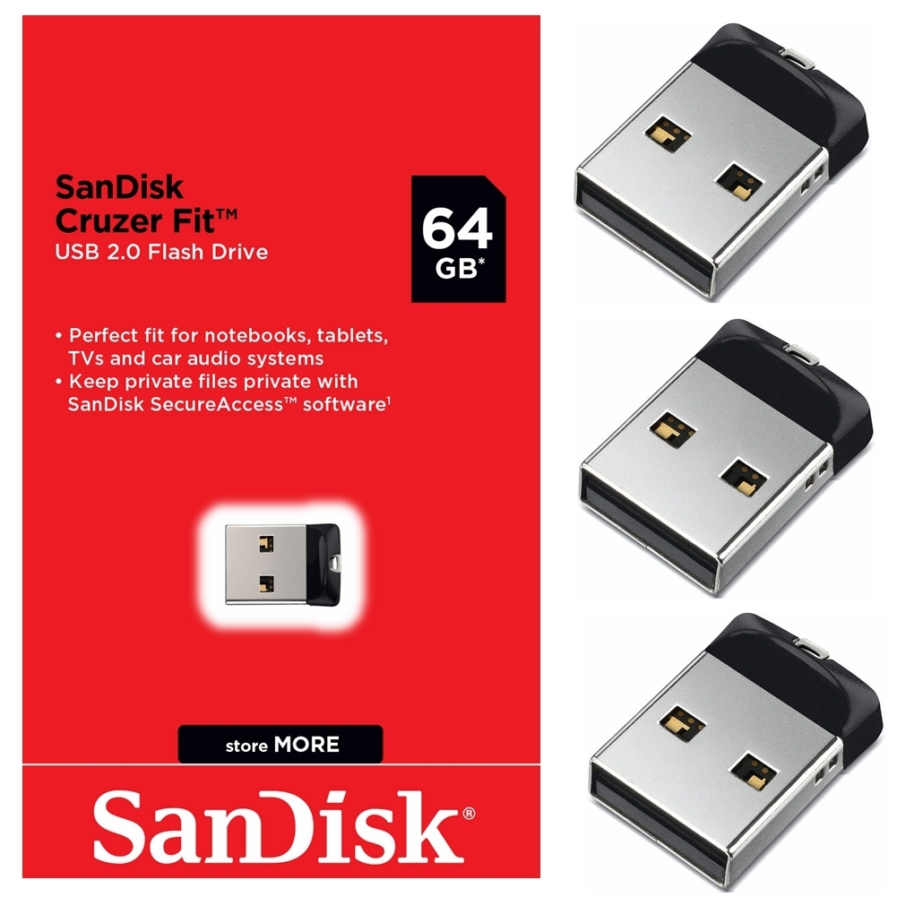 SanDisk USB 2.0 Flash Drive 16GB 32GB 64GB Memory Stick Pen PC Mac Cruzer Fit CZ33