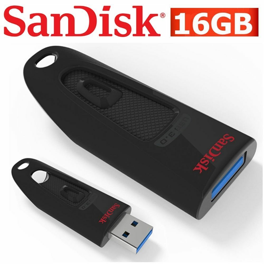 USB Drive 3.0 16GB SanDisk Ultra USB Flash Drive Memory Stick Pen PC MAC CZ48 130MB/s