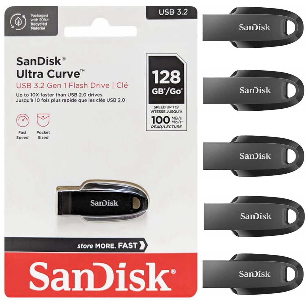 USB Flash Drive 32GB 64GB 128GB 256GB 512GB SanDisk Ultra Curve USB 3.2