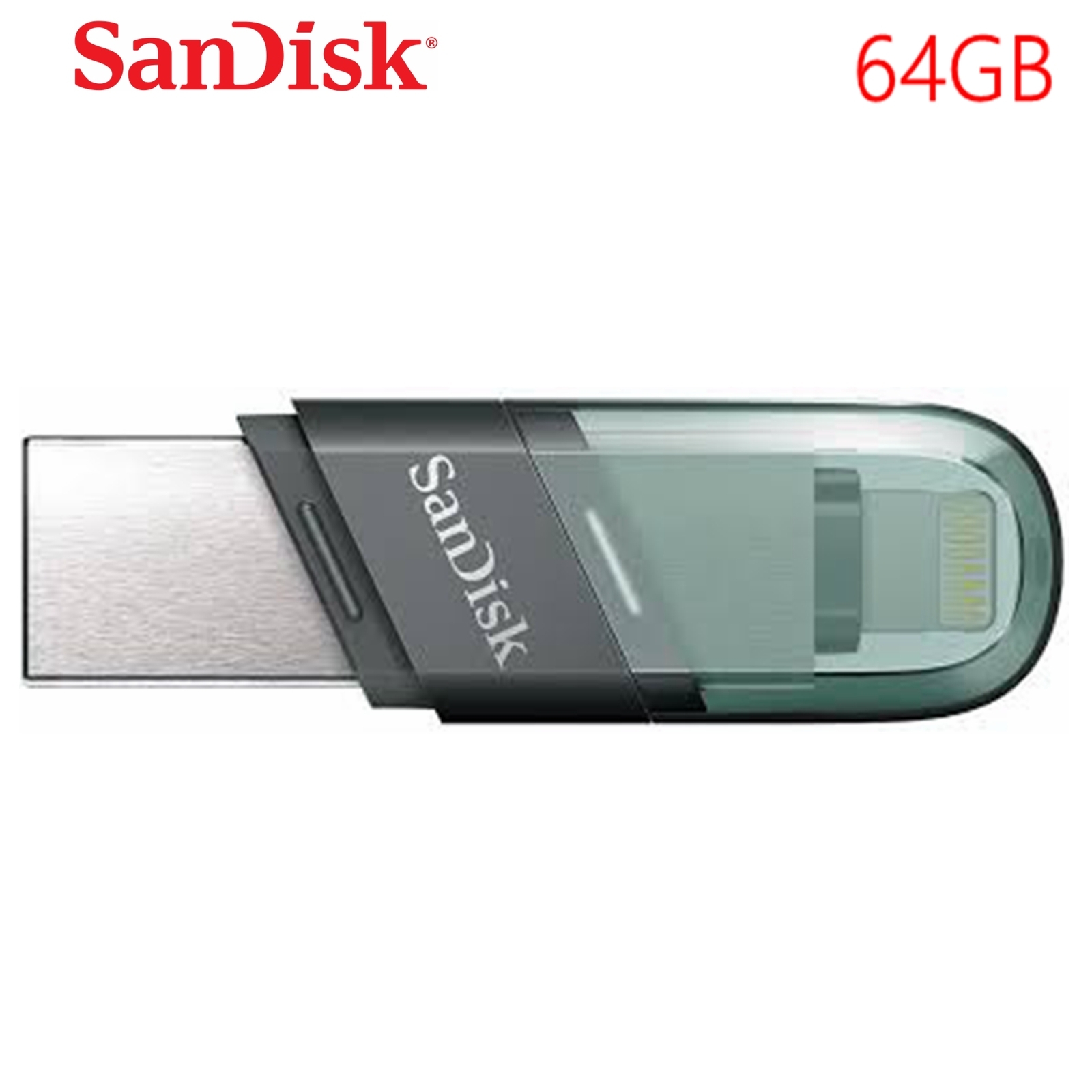 SanDisk iXpand Flash Drive Flip USB 3.1 Lightning USB 64 GB For iPhone, iPad and PC SDIX90N-064G