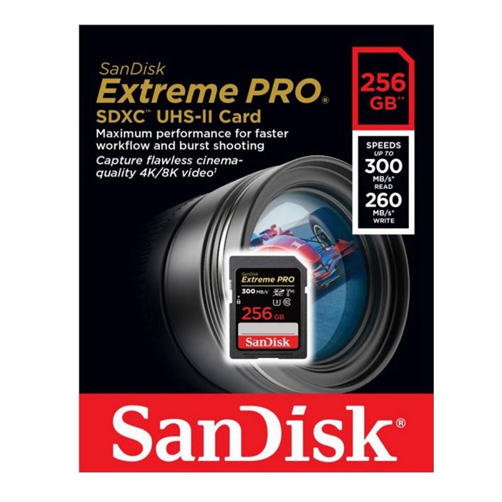 SD Card Sandisk Extreme Pro 256GB SDXC UHS II Memory Card DSLR 4K Video SD Card Sandisk Extreme Pro 256GB SDXC UHS II Memory Card DSLR 4K Video