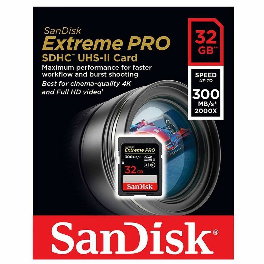 SanDisk Extreme Pro 32GB SD Card SDHC UHS-II Camera DSLR Memory Card 4K U3 300MB/s