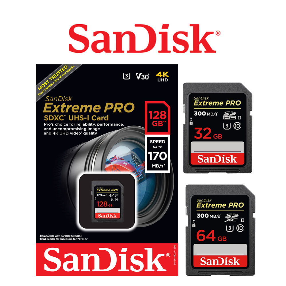 SanDisk Extreme Pro SD Card SDXC UHSII Camera DSLR Memory Card 4K U3