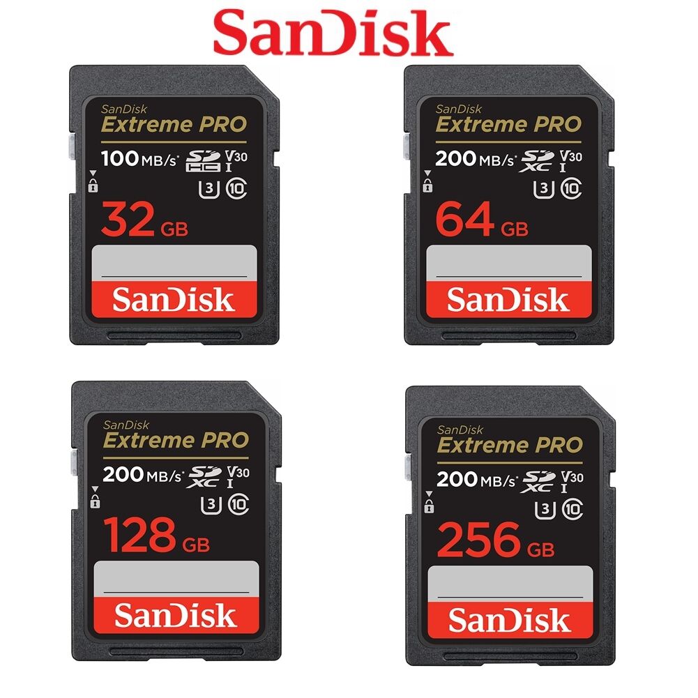 Sandisk Extreme PRO SD 32GB 64GB 128GB 256GB Memory Card DSLR UHD Video ...