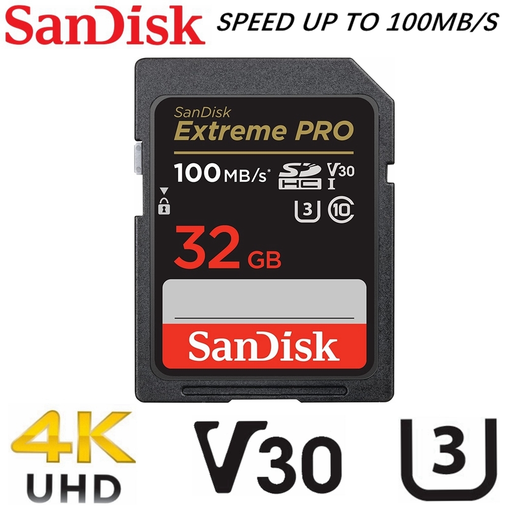 Sandisk Extreme PRO SD 32GB SDHC Memory Card DSLR 4K UHD Video Camera 100MB/s