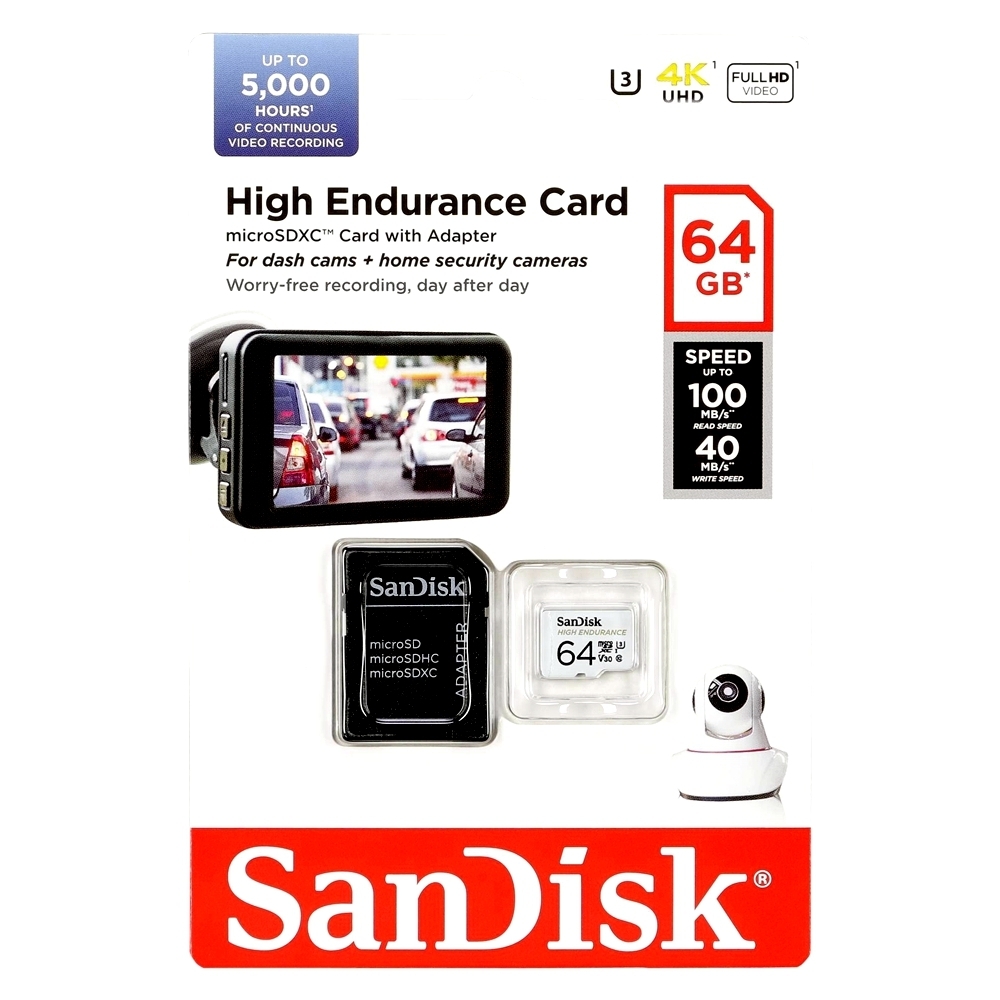 SanDisk 64GB High Endurance Micro SD SDXC Dash Camera Surveillance Body Cam TF Memory