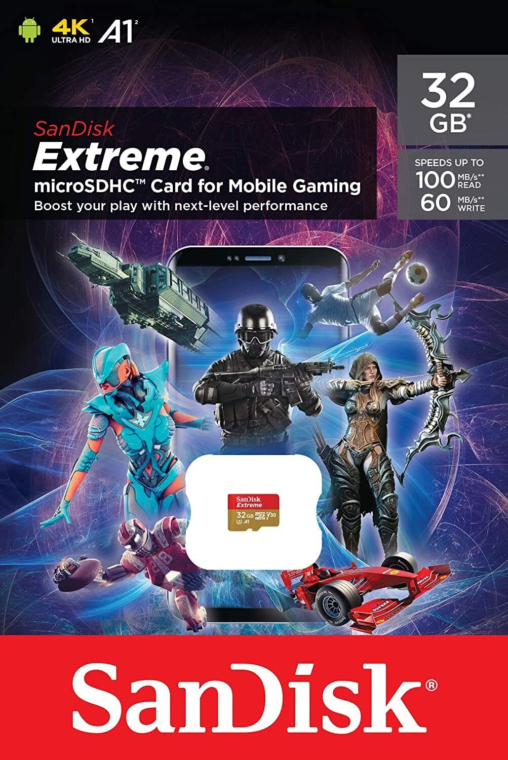 SanDisk Extreme For Mobile Gaming Micro SD Card 32GB SDXC UHS-I U3 SDSQXAF-032G