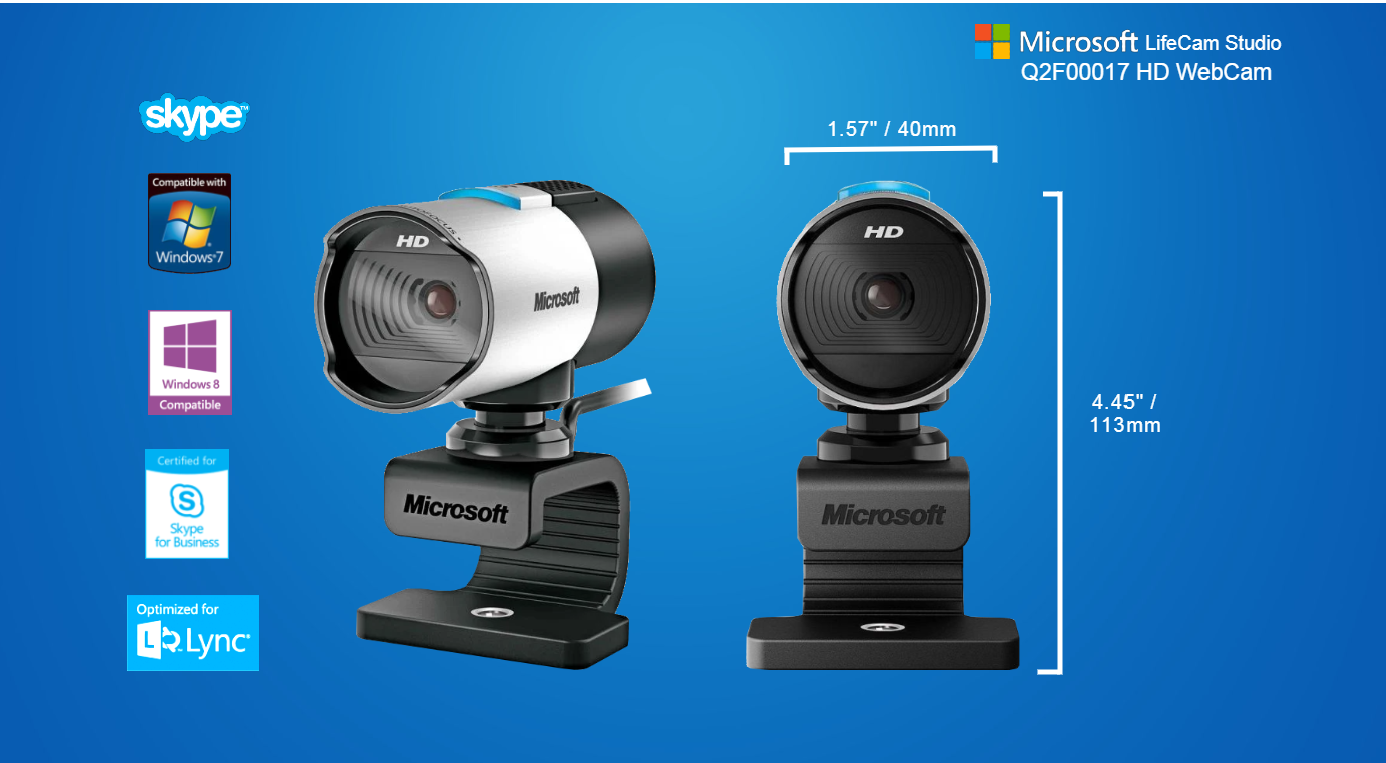WebCam Microsoft LifeCam Studio Q2F00017 HD Laptop PC Camera w/ Built-In  Mic USB