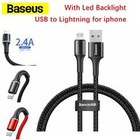 Phone Cable Baseus Halo data cable USB for Lightning Iphone 2.4A  Red Black