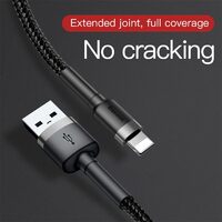 Phone Cable Baseus Cafule Fast Charging USB to Lightning iphone 2A 3M  Gray & Black