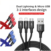 Phone Cable Baseus Rapid Series 3-in-1 Cable Micro Dual Lightning 3A 1.2M Black