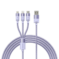 Baseus StarSpeed 3-in-1 Fast Charging Data Cable USB To Type-C Lightning Micro 3.5A 1.2m Purple