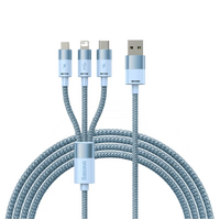 Baseus StarSpeed 3-in-1 Fast Charging Data Cable USB To Type-C Lightning Micro 3.5A 1.2m Blue